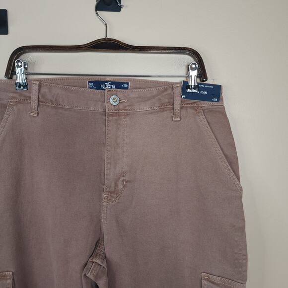 Hollister Ultra High-Rise Cargo Utility Dad Pant in Brown Size 14R - Picture 5 of 12